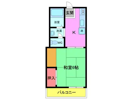 榊原コーポ(1K/2階)の間取り写真