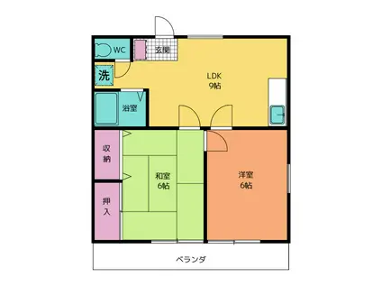 ゆあさコーポ(2LDK/1階)の間取り写真
