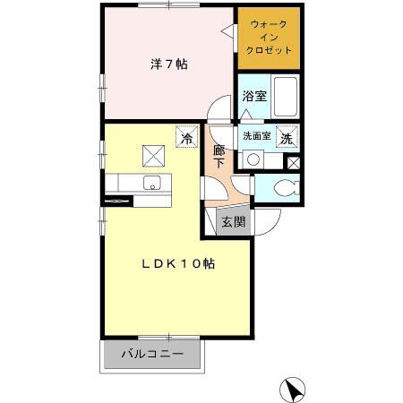 ポンテリブロB(1LDK/2階)の間取り写真