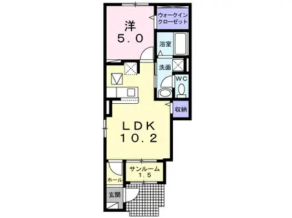 オーチャード桐IV(1LDK/1階)の間取り写真
