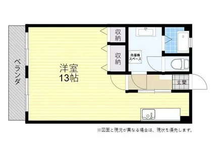 多々良ハイツ(ワンルーム/4階)の間取り写真