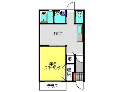 畑ヶ谷アパートI(1DK/1階)の間取り写真