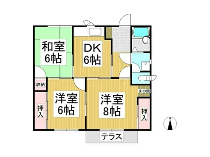 伝田アパート(3DK/1階)の間取り写真