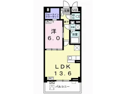 アリビオI(1LDK/4階)の間取り写真