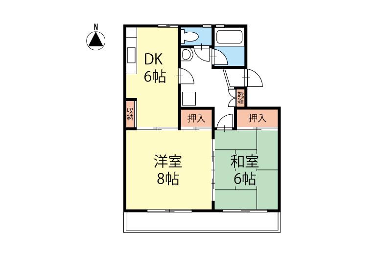 コーポ塩野(2DK/2階)の間取り写真