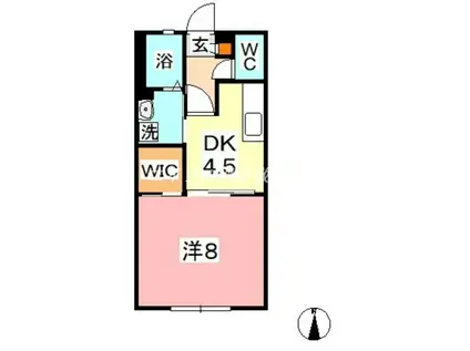 エスペランサ福島 B(1K/1階)の間取り写真