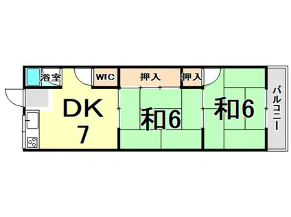 阪急伊丹線 伊丹駅(阪急) 徒歩5分 2階建 築55年(2DK/2階)の間取り写真