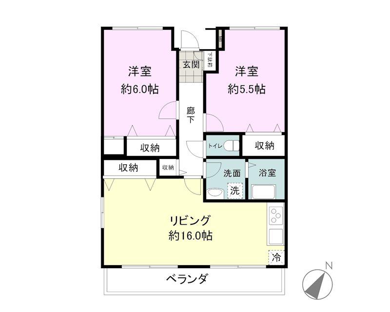 アバンデンスJUNII(2LDK/2階)の間取り写真