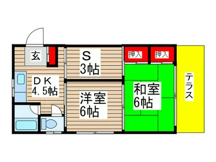 須賀コーポ(2SDK/1階)の間取り写真