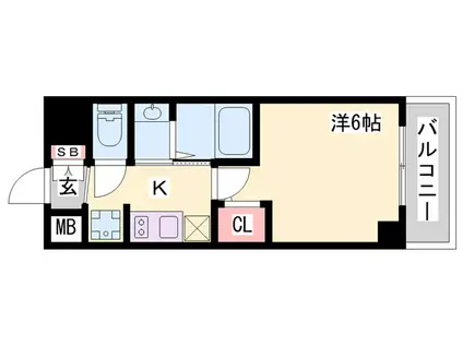 エステムコート神戸元町IIブリーズ(1K/14階)の間取り写真