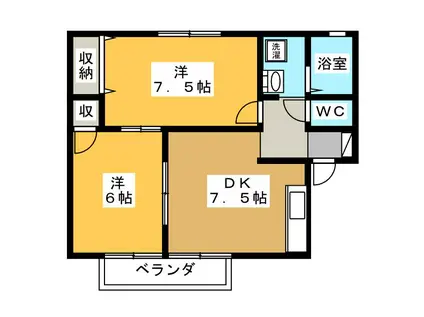 ASUKAハイツI(2DK/2階)の間取り写真