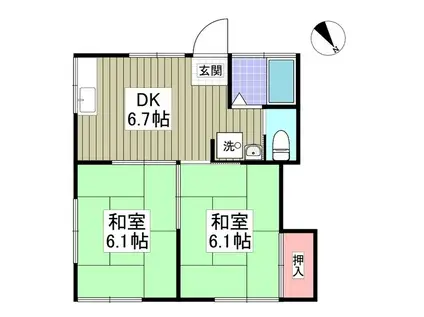 山本アパート(2DK/1階)の間取り写真