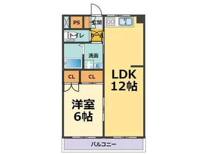 グローリー甲子園(1LDK/2階)の間取り写真