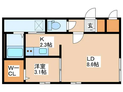 LIVEASE KITAMARUYAMA(1LDK/3階)の間取り写真