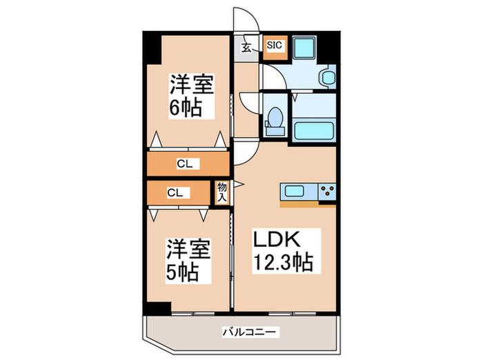 LIFEFIELD小郡駅前(2LDK/10階)の間取り写真