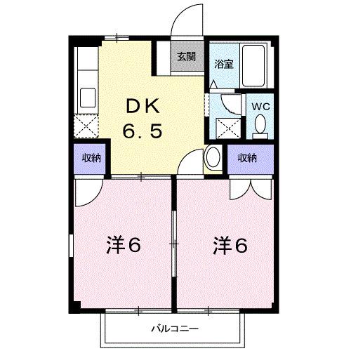 オリーブ滝沢(2DK/1階)の間取り写真