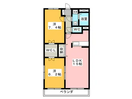 エクセルコートB(2LDK/3階)の間取り写真