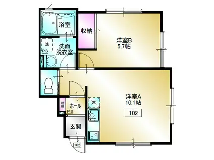 カーサセル(1LDK/1階)の間取り写真