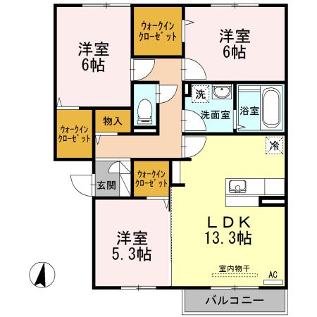 カーサ・チェントロ(3LDK/3階)の間取り写真