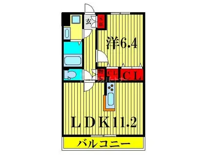 グリシーナおおたかIII(1LDK/1階)の間取り写真