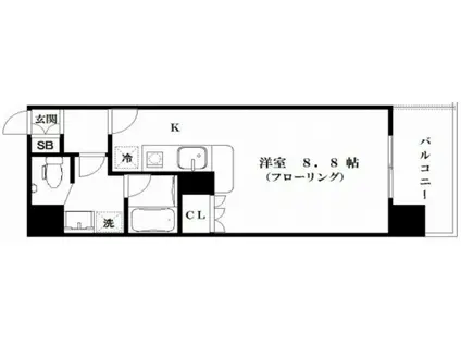 アスリート本町西(ワンルーム/1階)の間取り写真