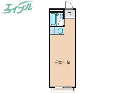 ニュースパークル(ワンルーム/2階)の間取り写真