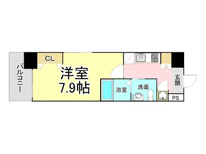 NO.65クロッシングタワーORIENT.BLD(1K/2階)の間取り写真