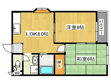 ロイヤルコート(2DK/4階)の間取り写真