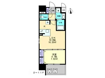 S-RESIDENCE中央町ALECTRA(1LDK/5階)の間取り写真