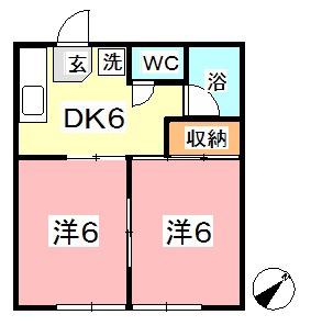 コーポ中沖 B(2DK/1階)の間取り写真