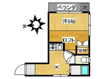 ウィンズベル(1K/2階)の間取り写真
