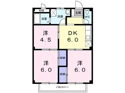 パルネット橋本(3DK/2階)の間取り写真