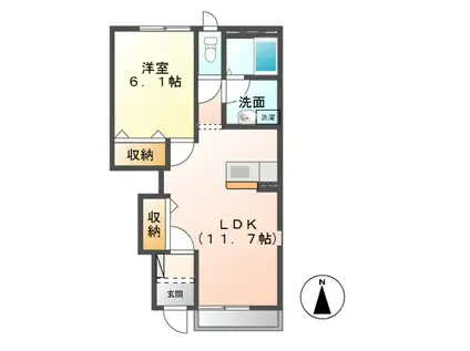 ハイツメープル(1LDK/1階)の間取り写真