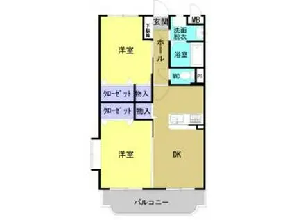 カーサフェリーチェII(2DK/2階)の間取り写真