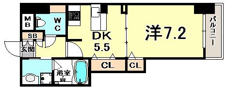 インペリアル新神戸(1DK/6階)の間取り写真
