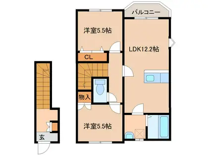 トレステーラUSA A(2LDK/2階)の間取り写真