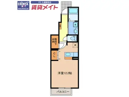 SEIS豊潤B棟(ワンルーム/1階)の間取り写真