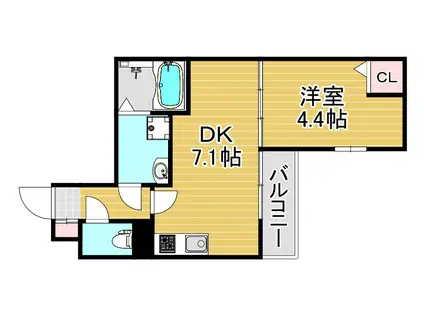 アクロス大和田アパートメントIV(1DK/2階)の間取り写真