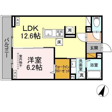 D-カヴェリ本千葉(1LDK/2階)の間取り写真