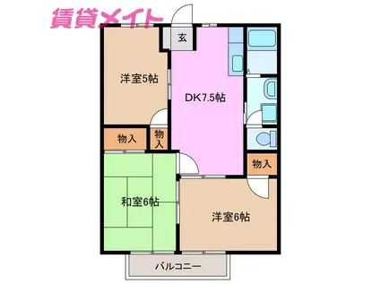 インパルス南台(3DK/2階)の間取り写真