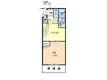 Mグラナート(1DK/1階)の間取り写真