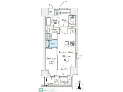 リテラス住吉(1LDK/6階)の間取り写真