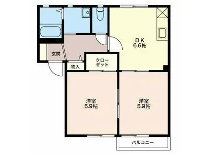 フォーレスK(2DK/2階)の間取り写真