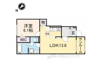 豊郷サンライフ2(1LDK/1階)の間取り写真