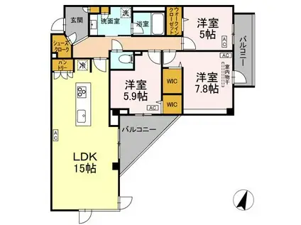 プライムフォレスト百合ヶ丘(3LDK/4階)の間取り写真