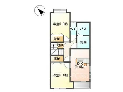 フィオーレ(2DK/2階)の間取り写真