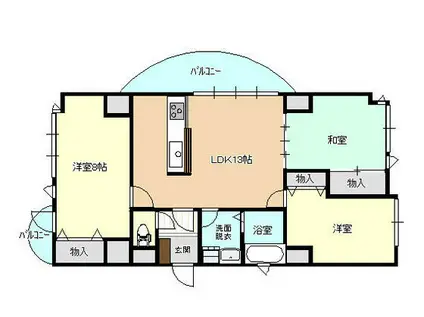 エレガンスコーポ京田オダケビル(3LDK/7階)の間取り写真
