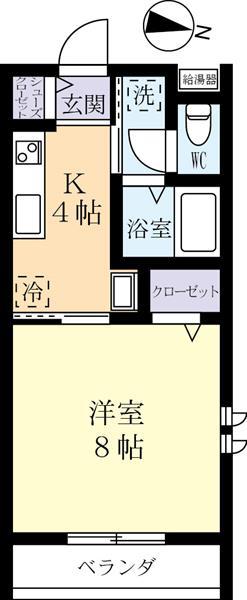 FIOCE B(1K/1階)の間取り写真