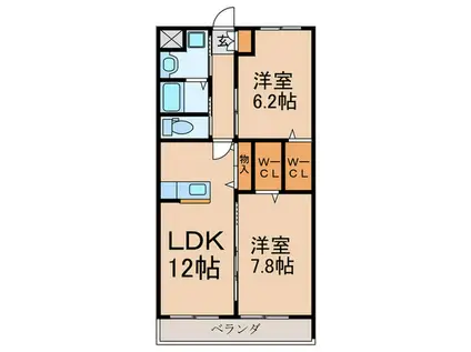 エクセルコート二子新地(2LDK/3階)の間取り写真