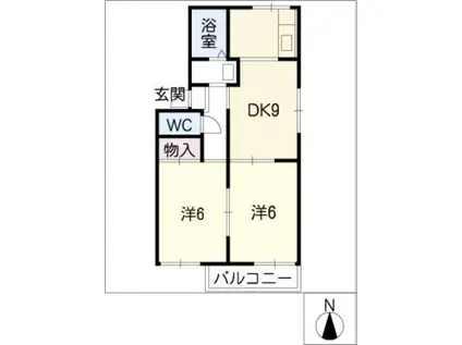 ジュネス武田B棟(2DK/2階)の間取り写真